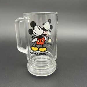 Disney Mickey Mouse Glass Mug Stein Handle 12 oz. EUC